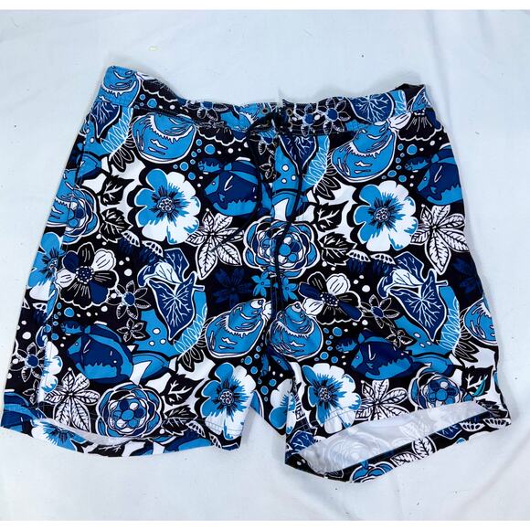 men's XL Nautica blue print bathing suit, lined with pockets - Picture 4 of 4